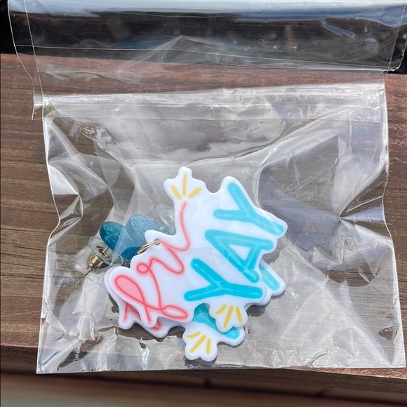 Fri Yay Blue and White Drop Earrings - Picture 5 of 5